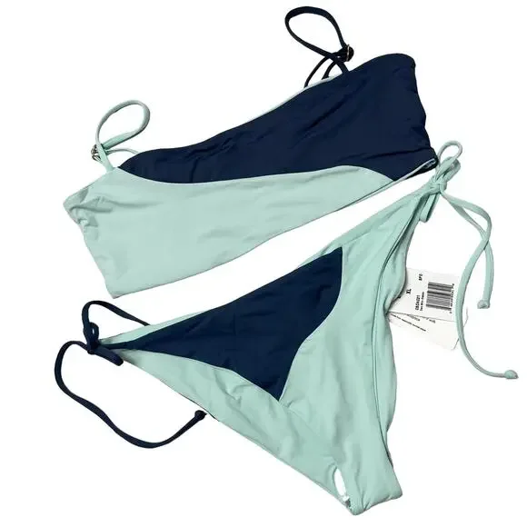 L*SPACE Ari Top Dani Bottom Classic Bikini Set Slate Pool Colorblock XL NEW - Picture 4 of 7